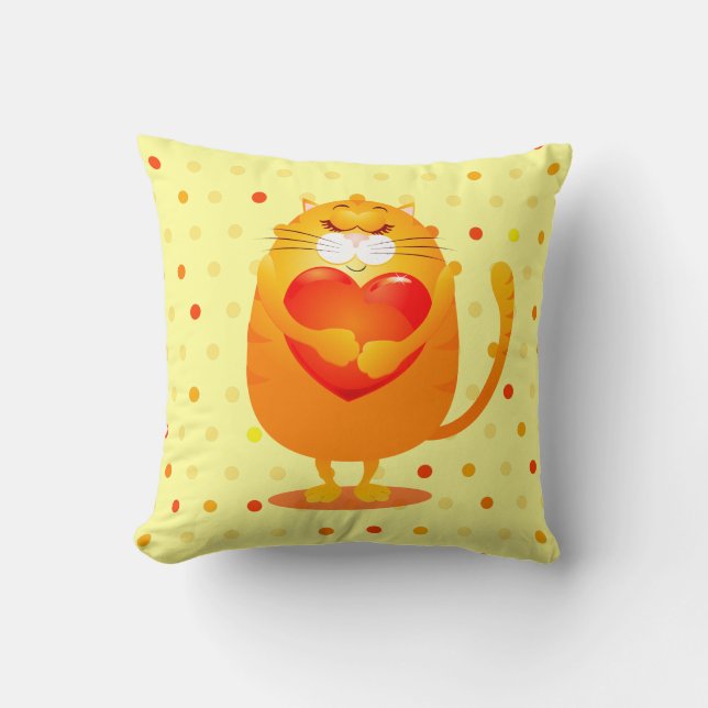 Almofada Gato doce apaixonado, travesseiro (Frente)