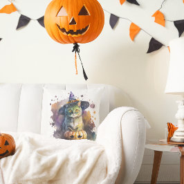 Almofada Gato e Raposa de Halloween por Aquarela