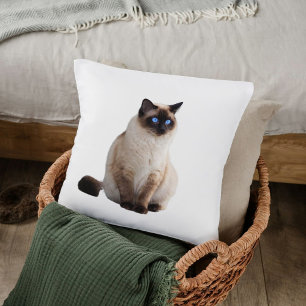 Almofada Gato elegante siamês, Gato Personalizado, Branco