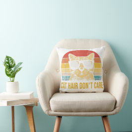 Almofada Gato Engraçado Cabelo Não Me Importo Para Amantes