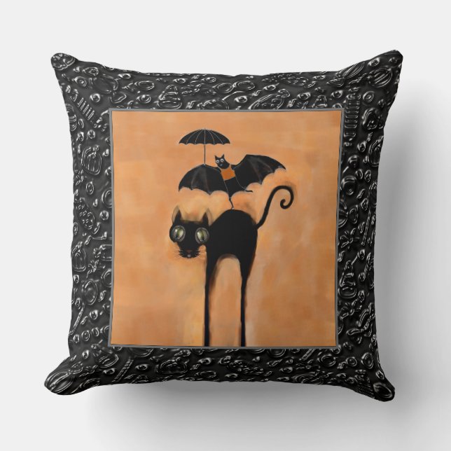 Almofada Gato engraçado de Halloween (Frente)