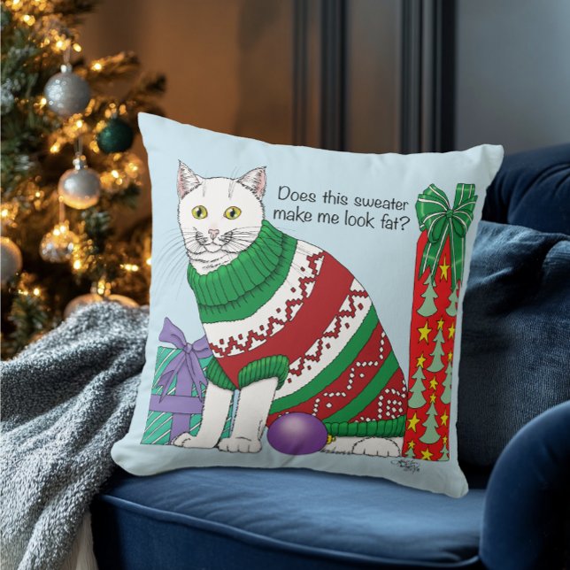 Almofada Gato Engraçado de Natal Feio (Criador carregado)