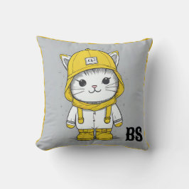 Almofada Gato Engraçado em Raízes de Chuva - Humor de Gato