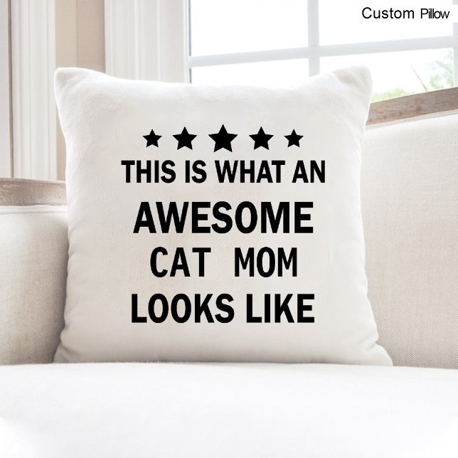 Almofada Gato Engraçado Mãe / Trendência do Gato (Funny Awesome Cat Mom / Cat Lover Trendy Throw Pillow)