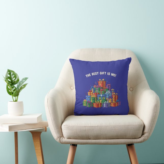 Almofada Gato Engraçado "O Melhor Presente Sou Eu" Surpresa (Cadeira)