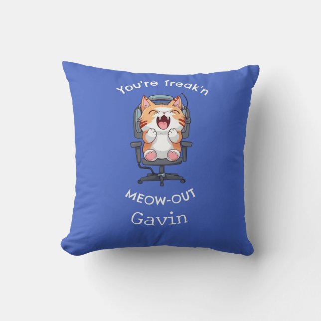 Almofada Gato Engraçado Perdeu a Linha Miaando (Frente)