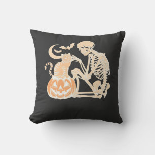 Almofada Gato Esqueleto Caveira kitty Design de Halloween F