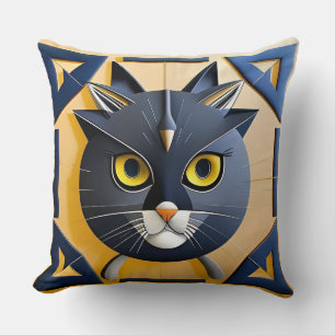 Almofada Gato Estilizado Geométrico Abstrato
