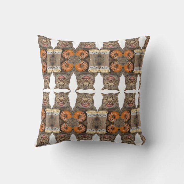 Almofada Gato Feliz com Nozes e Café - Gato / Gato (Verso)