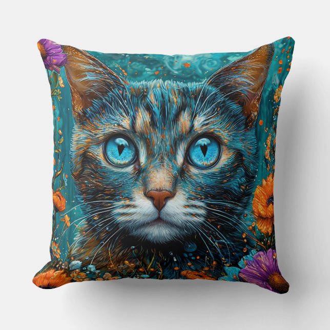 Almofada Gato Floral Fofo (Frente)