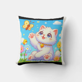 Almofada Gato fofo brincando com borboleta