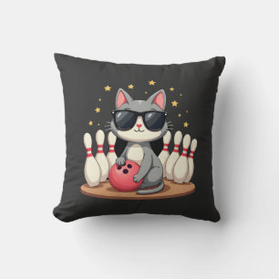 Almofada Gato Fofo Com Óculos De Sol Gato Jogando Boliche P