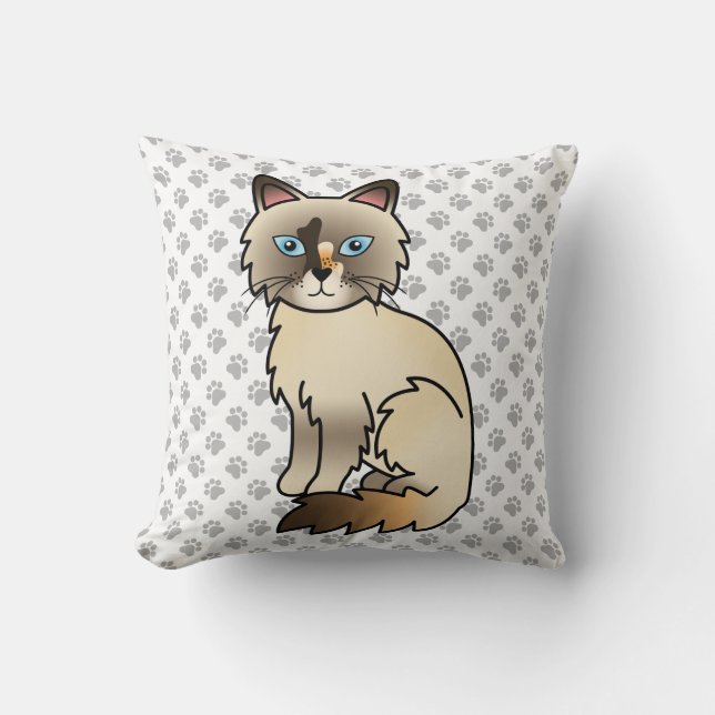 Almofada Gato Fofo de Casca de Tartaruga Birman / Ragdoll & (Frente)