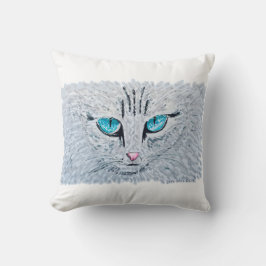 Almofada Gato Fofo de Olhos Azuis