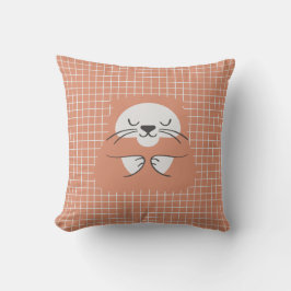 Almofada Gato fofo marrom linha de grade personalizada
