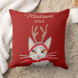 Almofada Gato fofo retrô natal vermelho 