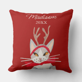 Almofada Gato fofo retrô natal vermelho 