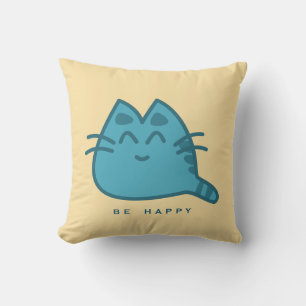 Almofada Gato Gatinho Sorridente Azul