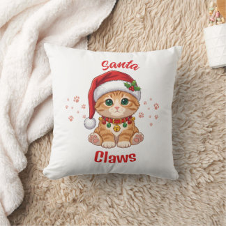Almofada Gato Gengibre Divertido Chapéu de Papai Noel de Na