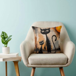Almofada Gato Grande Gato Pequeno Halloween 