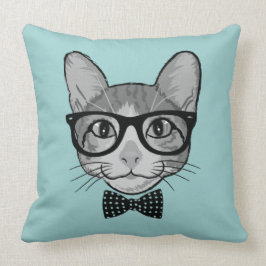 Almofada Gato Hipster com Gravata Borboleta de Bolinhas