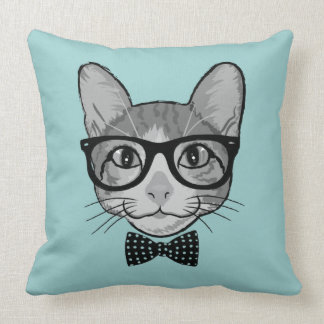 Almofada Gato Hipster com Gravata Borboleta de Bolinhas