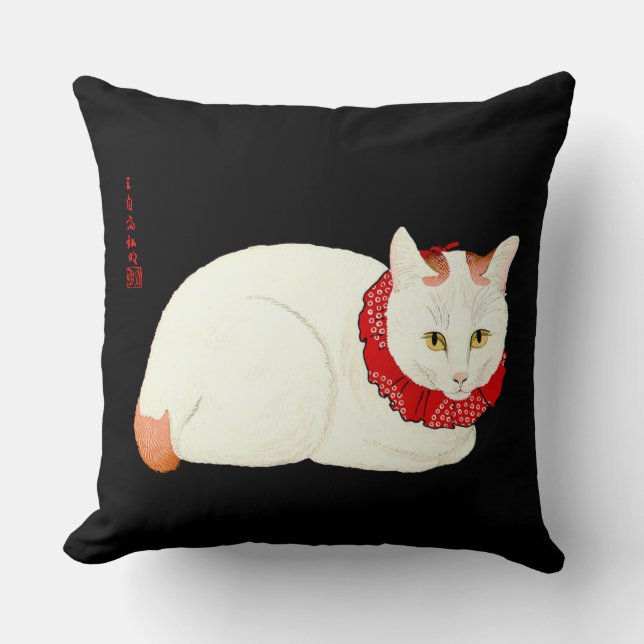 Almofada Gato Japonês Branco e Ginger (Frente)