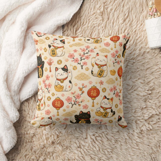Almofada Gato Japonês da Sorte Maneki Neko Fofo   (Cobertor)