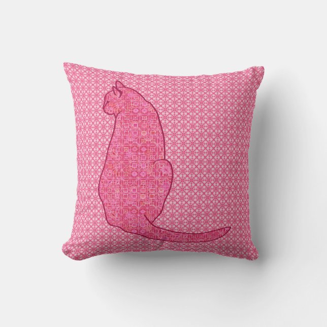 Almofada Gato Japonês - Fúchsia Pink Batik (Frente)