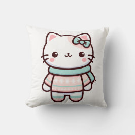 Almofada Gato Kawaii Bonito em Suéter