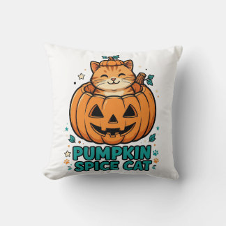 Almofada Gato Laranja da Especiaria de Abóbora no Halloween