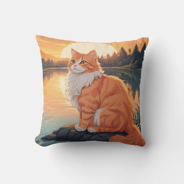 Almofada Gato Laranja junto ao Lago (Frente)