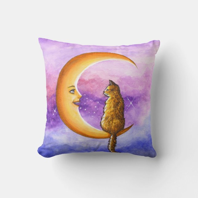 Almofada Gato Laranja na Lua 673 (Frente)
