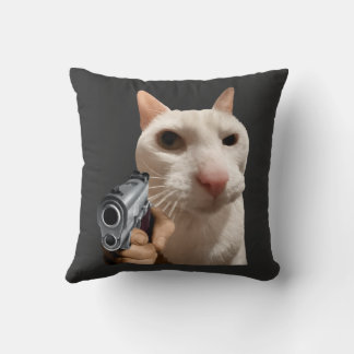 Almofada Gato Legal Com Arma Meme Engraçado
