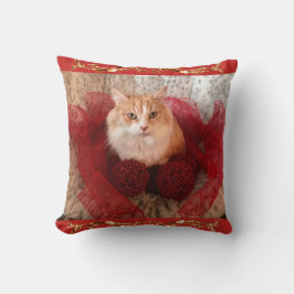 Almofada Gato macio e travesseiro decorativo vermelho da
