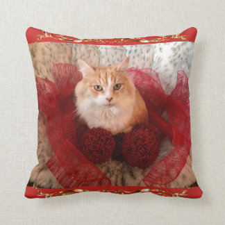 Almofada Gato macio e travesseiro decorativo vermelho da