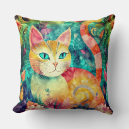 Almofada Gato magnífico no jardim