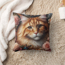 Gato Maine Coon Laranja e Rosas Cor-de-Rosa
