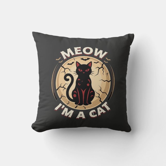 Almofada Gato Miau Design Gráfico de Halloween_1 (Frente)