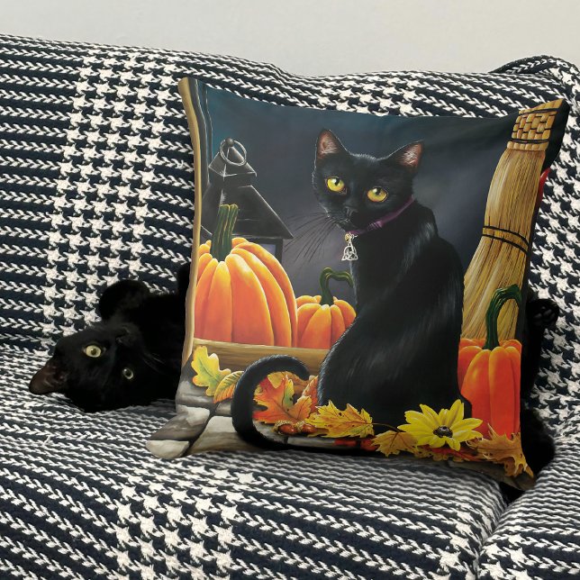Almofada Gato Negro de Halloween (Criador carregado)