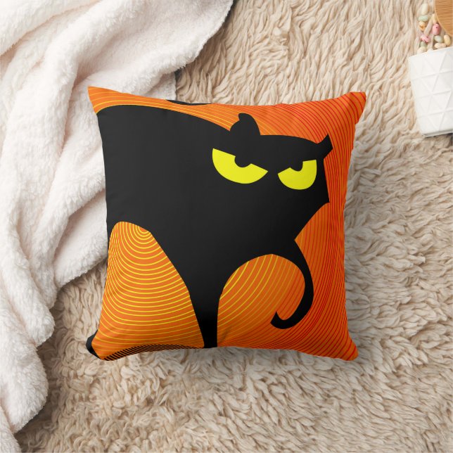 Almofada Gato Negro de Halloween Spooky (Cobertor)