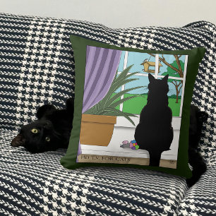 Almofada Gato Negro Olhando Para A Janela