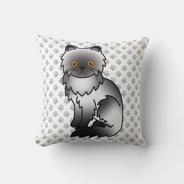 Almofada Gato Persa de Desenho Animado Fofo Fumê & Patinhas (Frente)