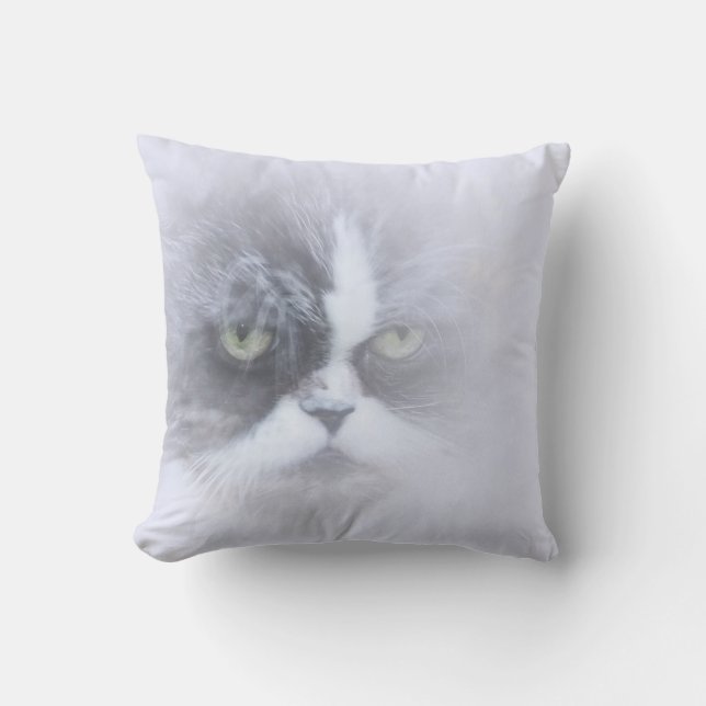 Almofada gato persa engraçado com olhos grandes (Frente)