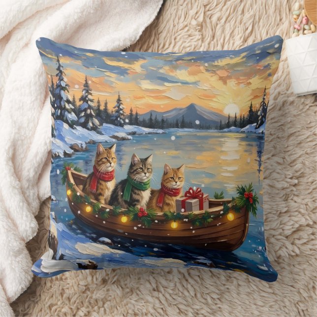 Almofada Gato Persa Natal Barco Feriado (Cobertor)