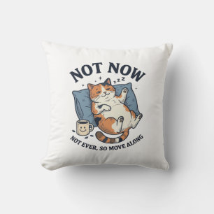 Almofada Gato Preguiçoso Não Agora Gravura Vintage Design d