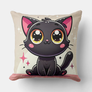 Almofada Gato Preto Adorável de Desenho Animado