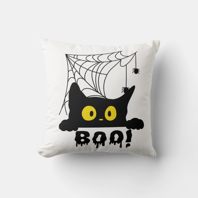 Almofada Gato preto Aranha-teia Boo (Frente)
