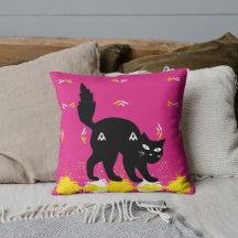 Gato Preto Branco Amarelo Padrão Rosa Personalizad