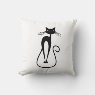 Almofada Gato preto branco e magro